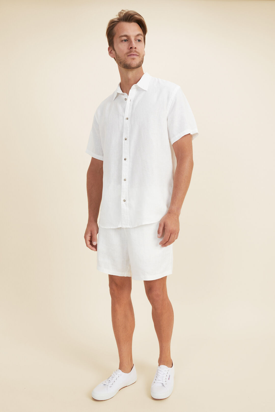 Mens Linen Shirt  Vintage White  hi-res