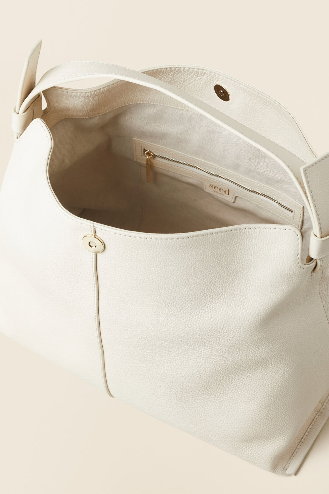 Leather Relaxed Shoulder Bag  French Vanilla  hi-res