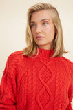 Crop Cable Knit Sweater  Candy Red  hi-res
