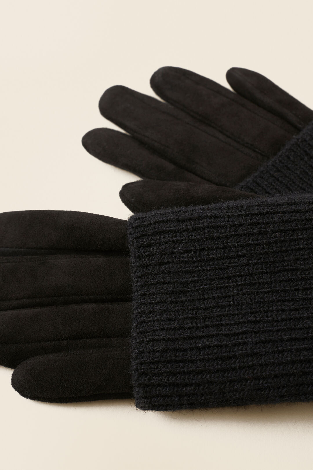 Suede Knit Spliced Gloves  Black  hi-res