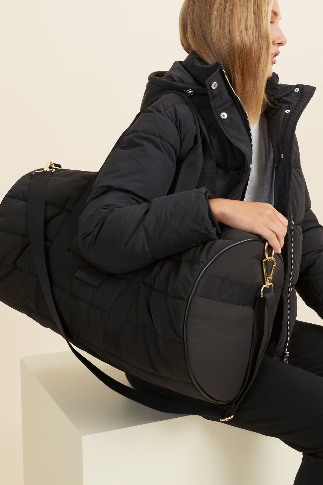 Quilted Leisure Duffle Bag   Black  hi-res