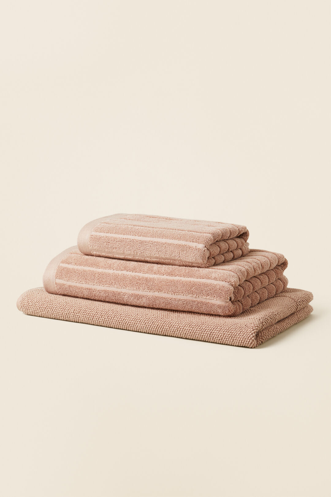 Cotton Stripe Bath Towel   Chalk Pink  hi-res