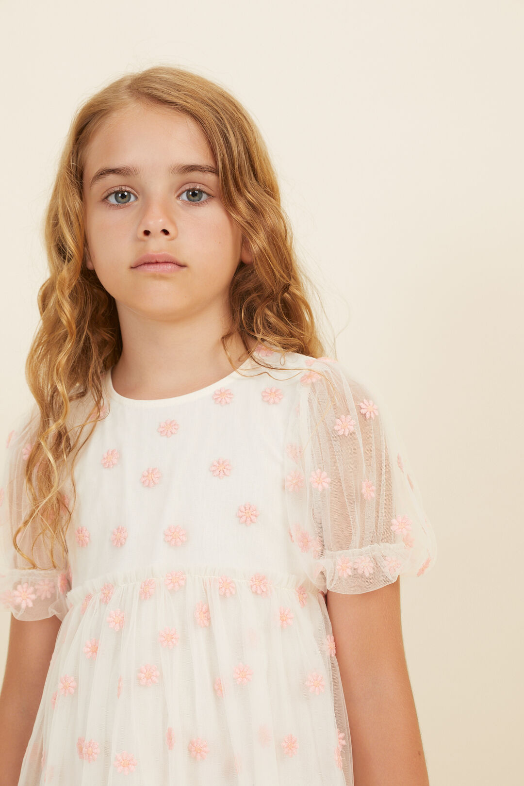 Daisy Tulle Dress  Creme  hi-res