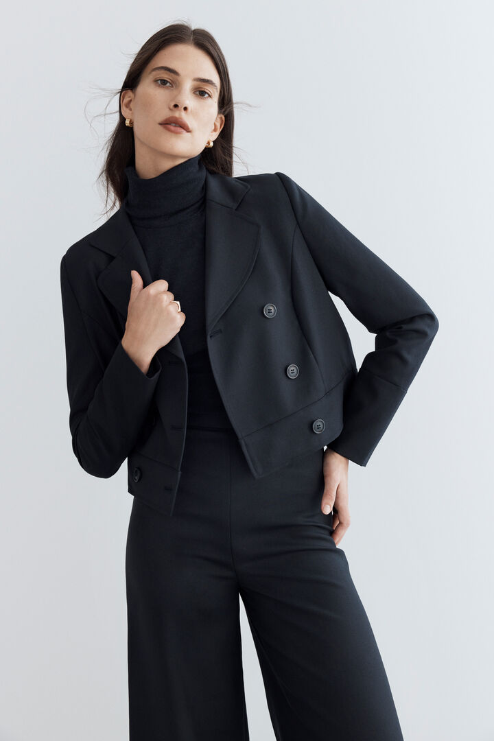 Wool Blend Cropped Suiting Jacket