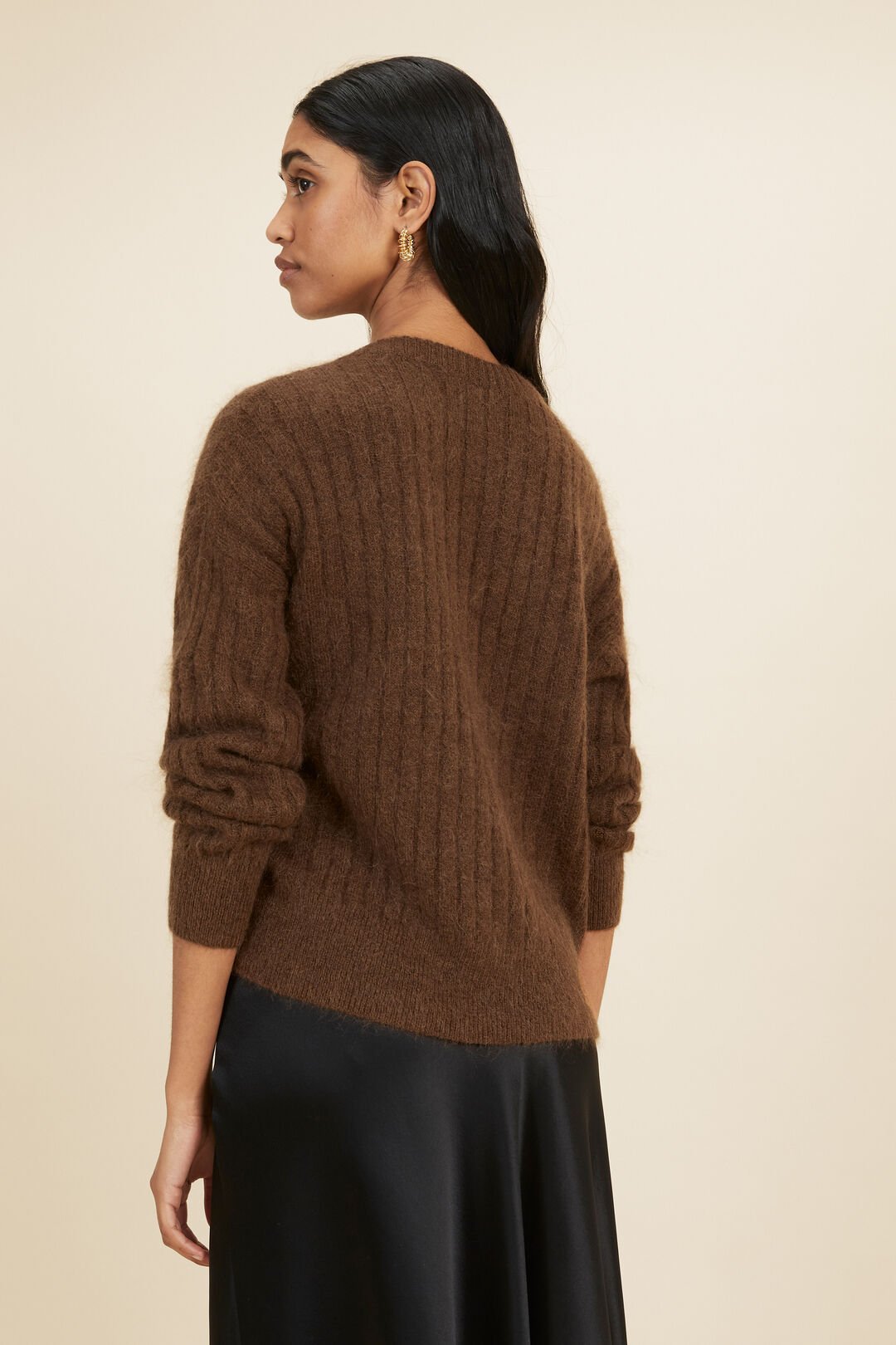 Button Front Sweater  Coconut Brown  hi-res