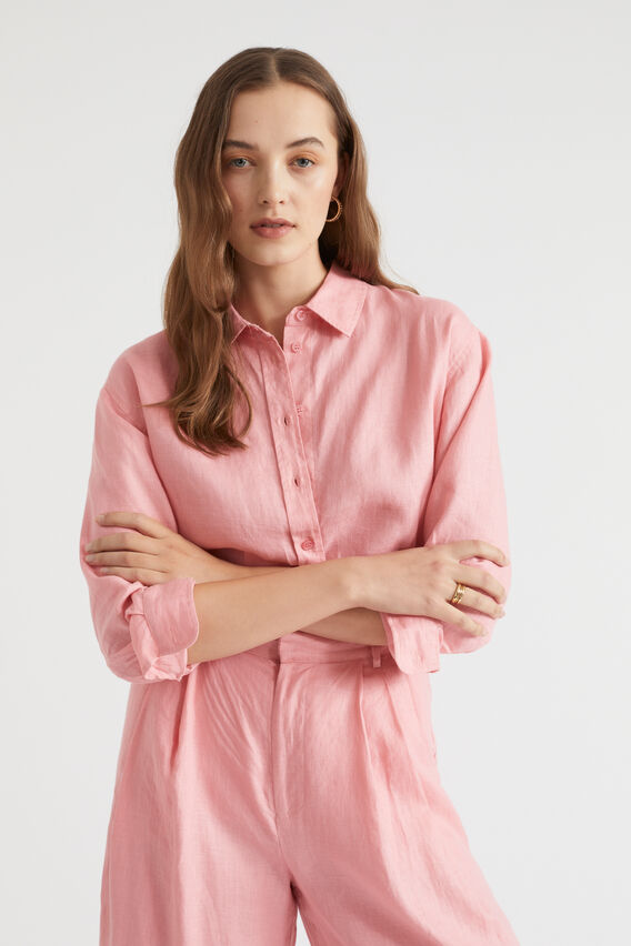 Core Linen Boyfriend Shirt  Bubblegum Pink  hi-res
