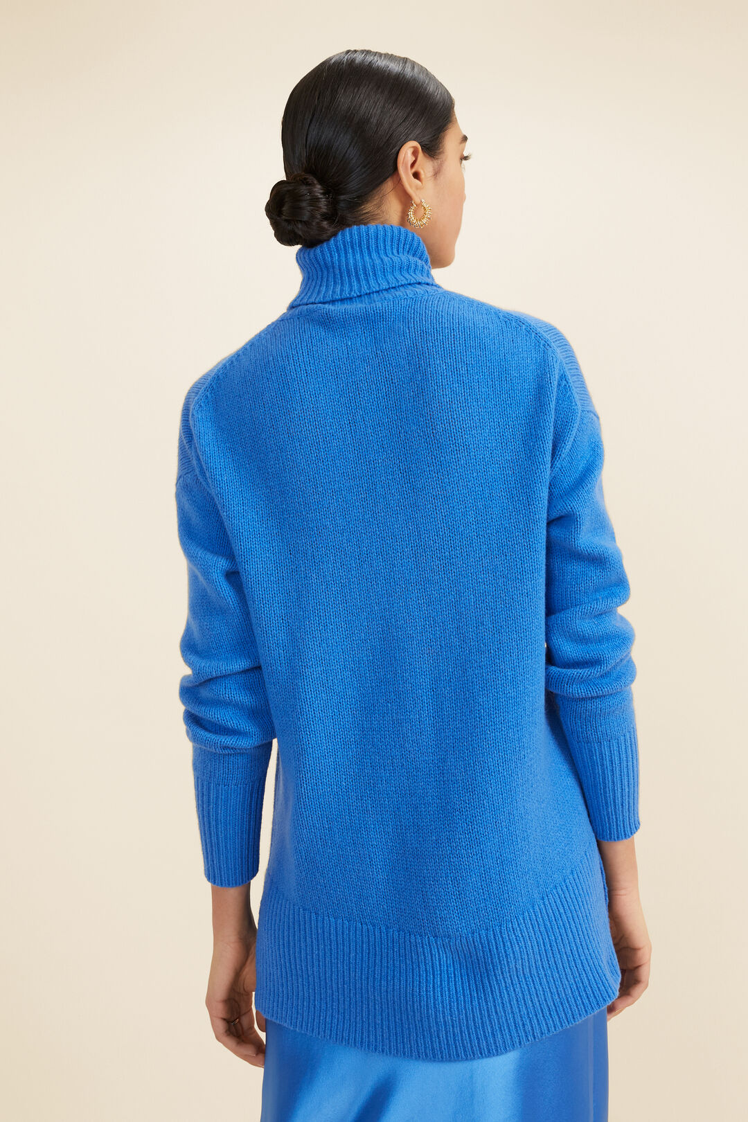Merino Wool Roll Neck Sweater  Deep Ocean  hi-res
