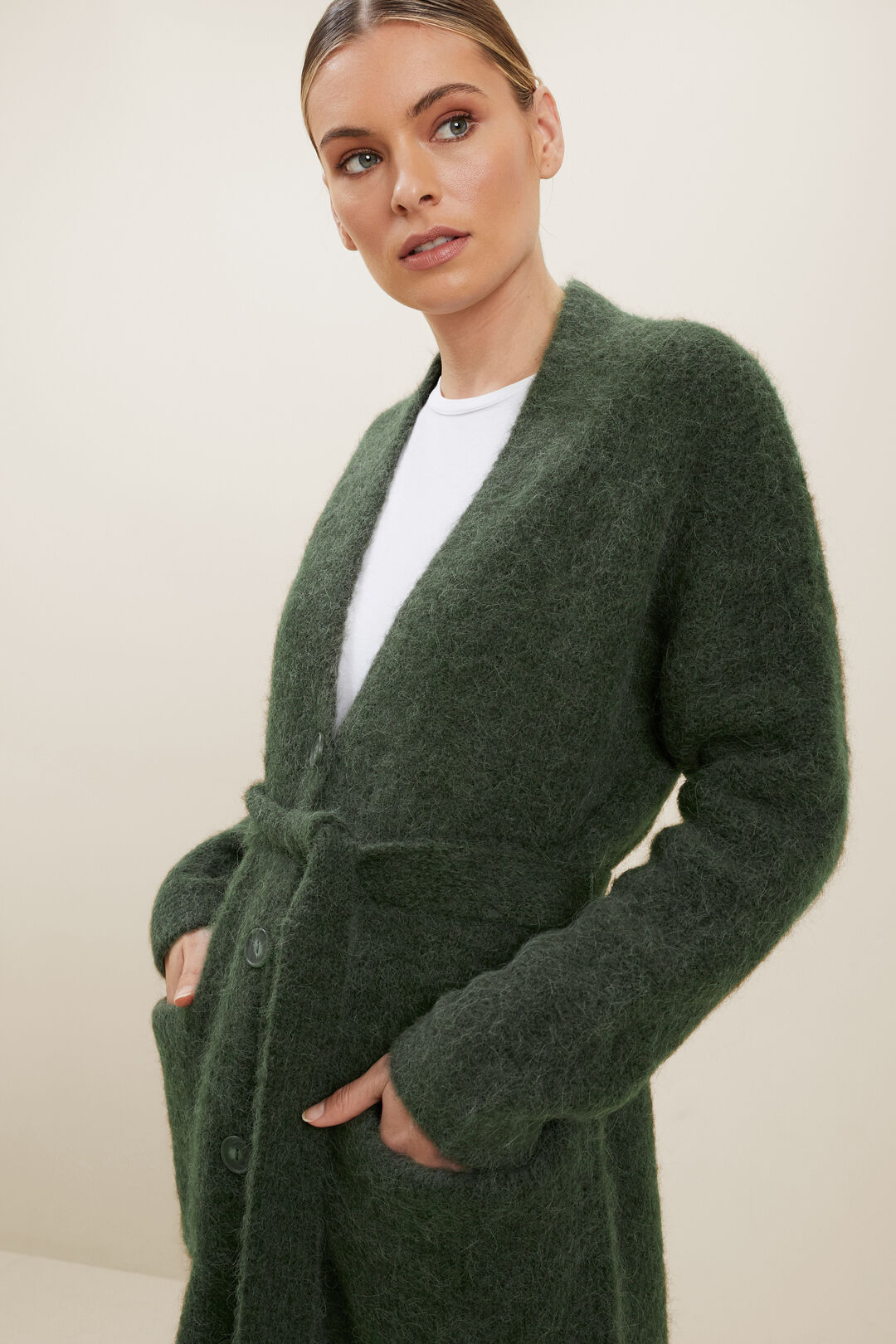 Relaxed Tie Cardigan  Basil  hi-res