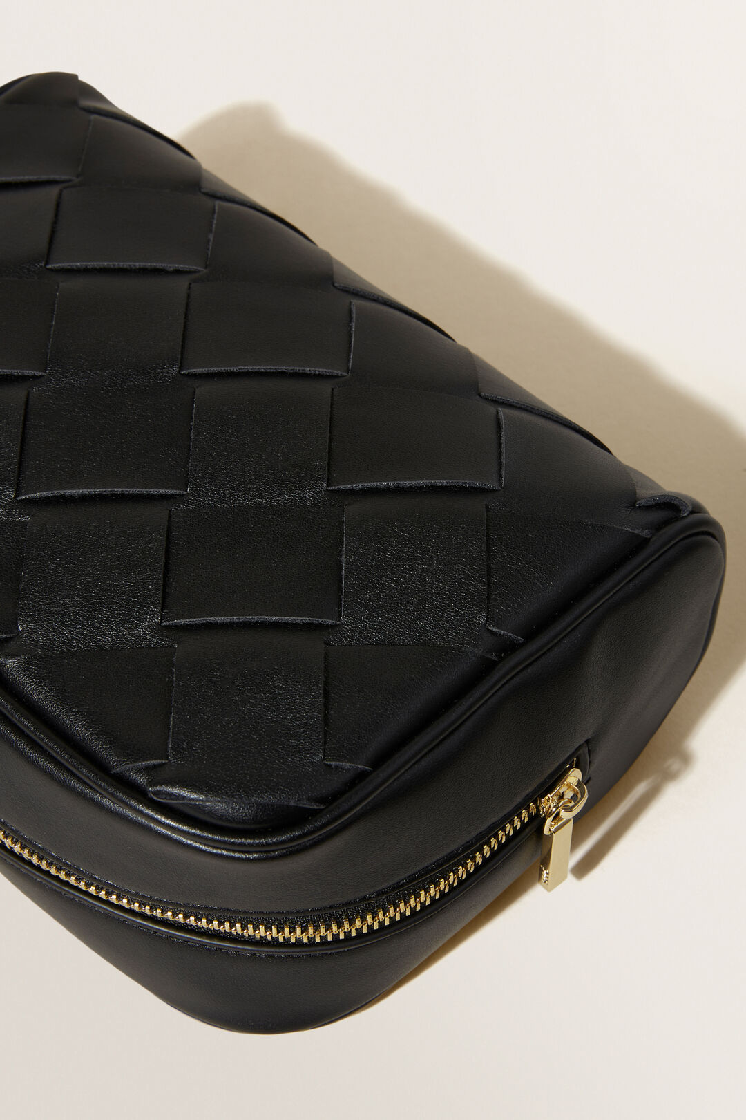 Large Woven Cosmetic Bag  Black  hi-res