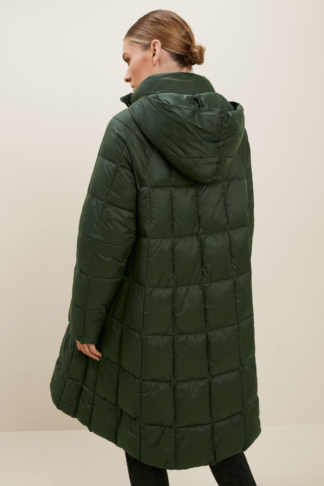 Quilted A-Line Puffer Jacket  Basil  hi-res