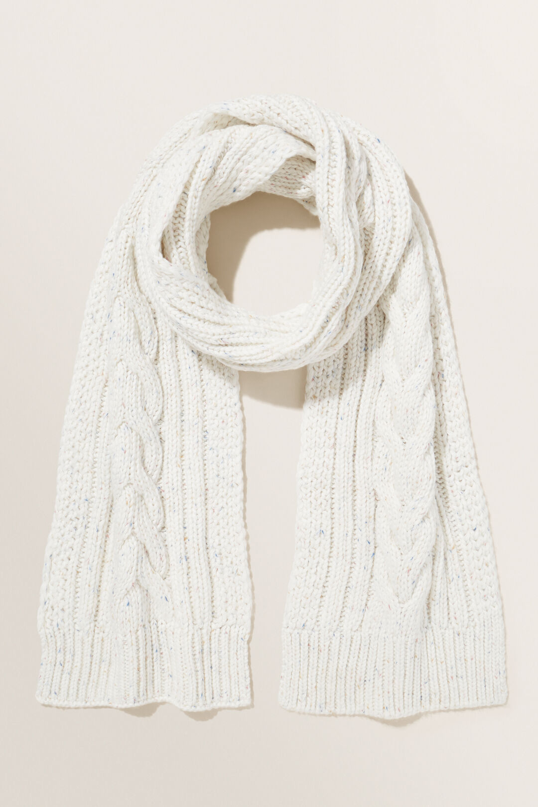 Cable Knit Scarf  French Vanilla Fleck  hi-res