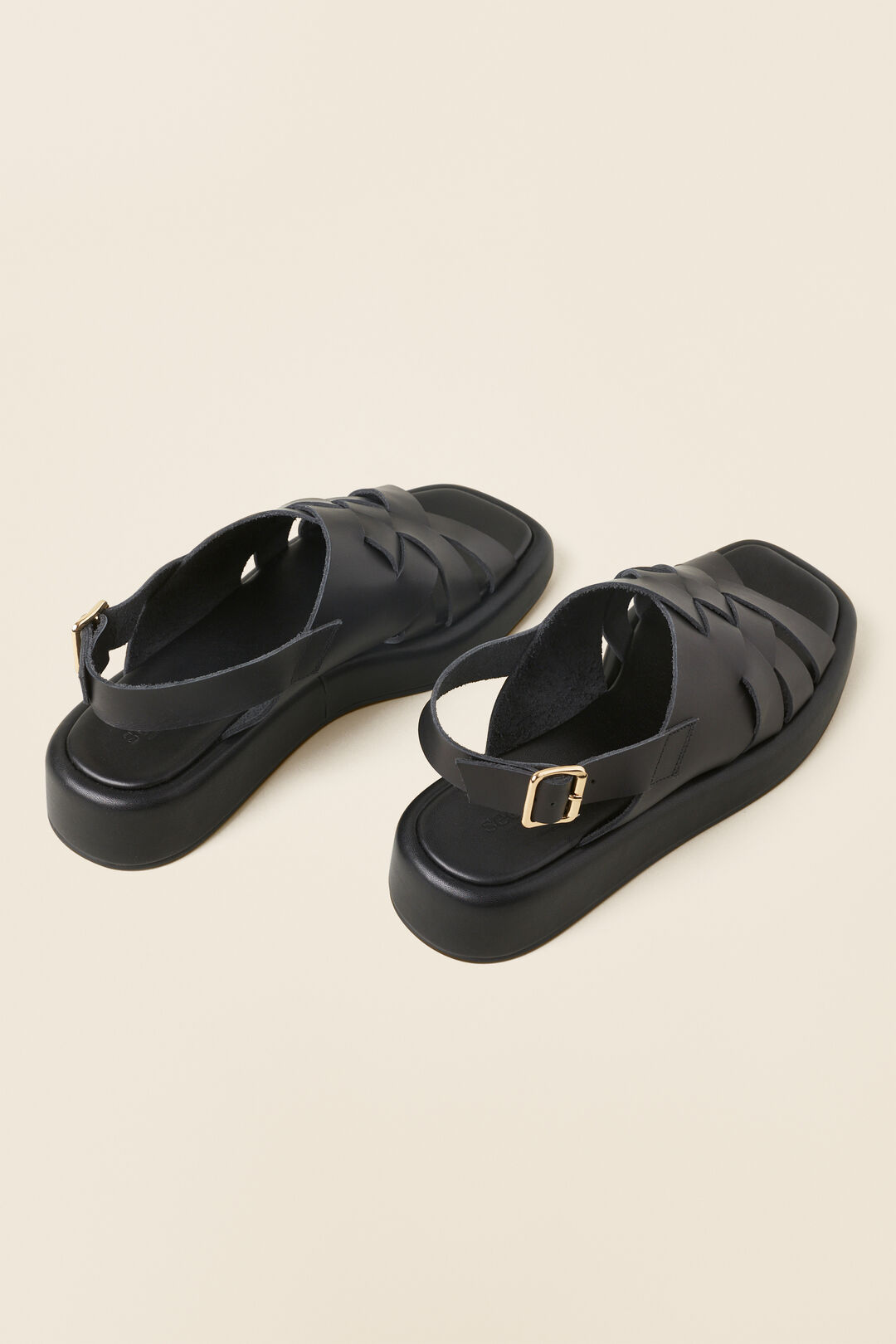 Zoya Leather Flatform Sandal  Black  hi-res