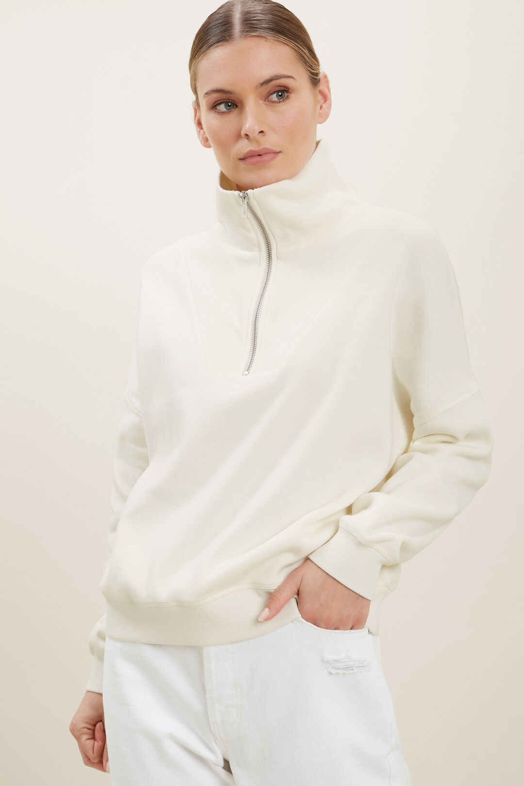 Funnel Neck Sweater  French Vanilla  hi-res