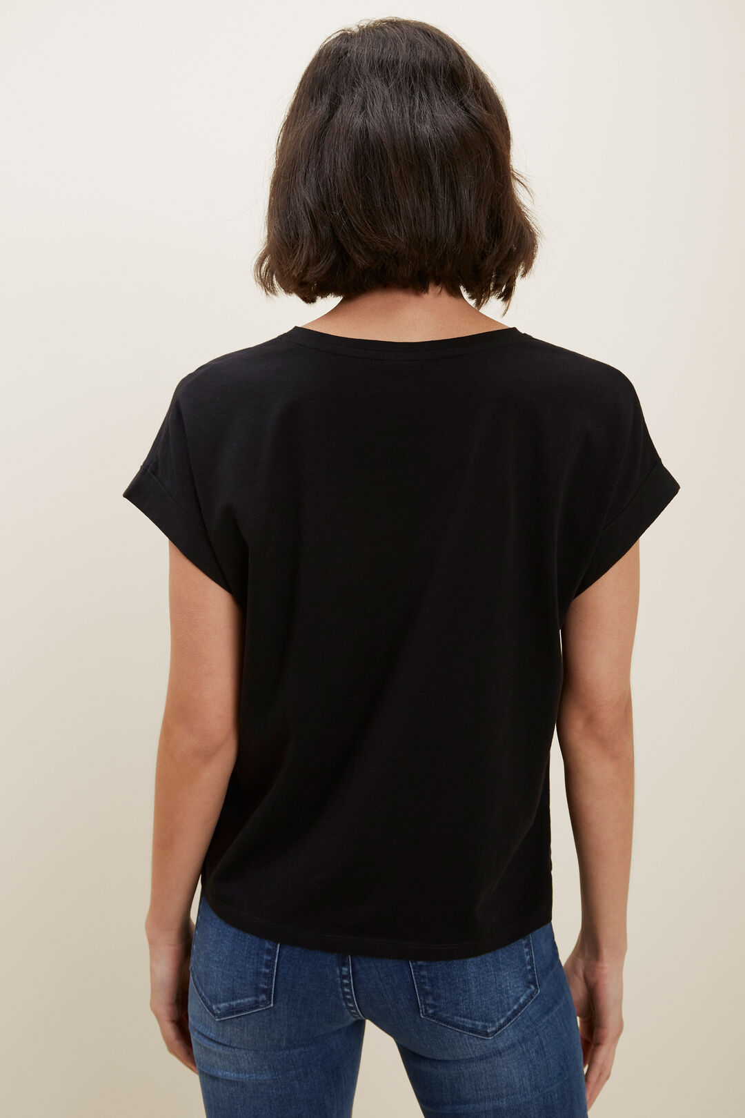 Core Rolled Cuff Tee  Black  hi-res