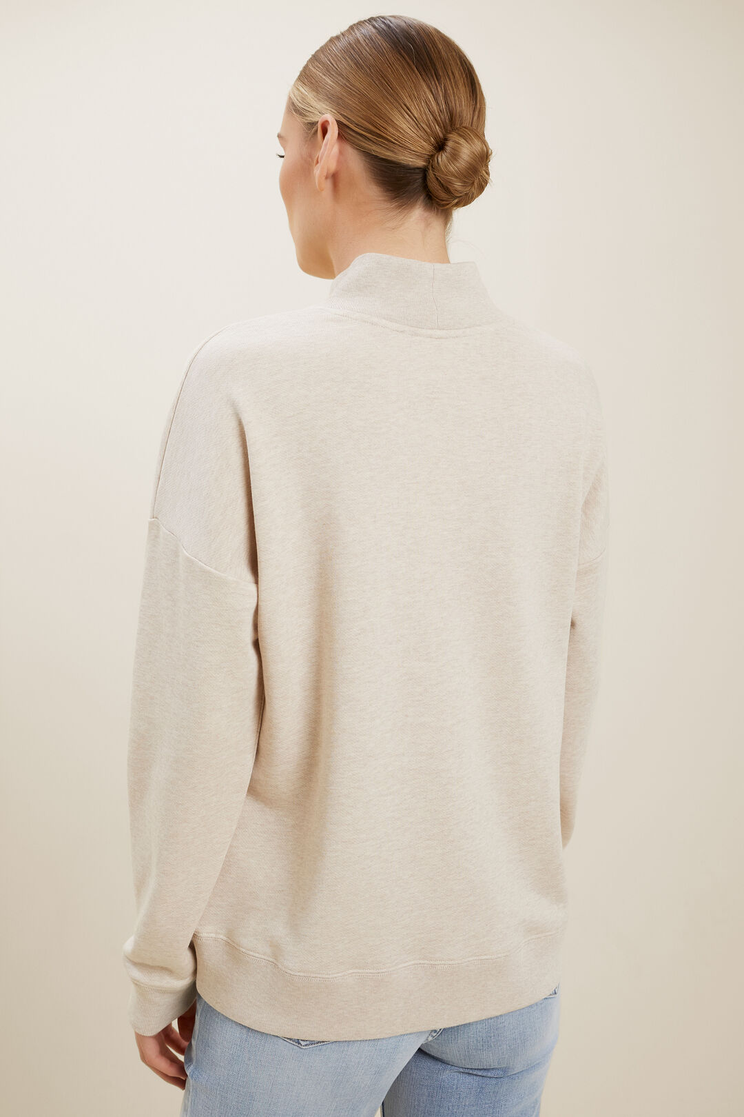 Roll Neck Relaxed Sweater  Neutral Blush Marle  hi-res