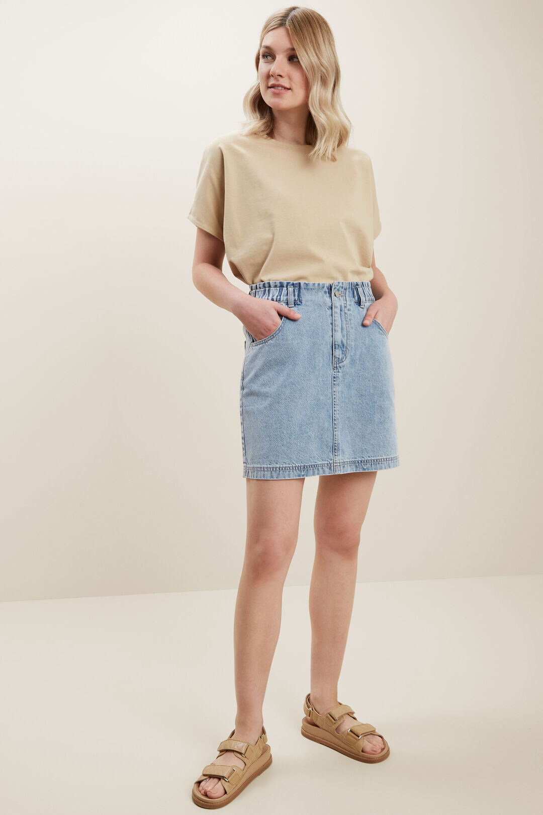 Paperbag Denim Skirt  Vintage Denim  hi-res