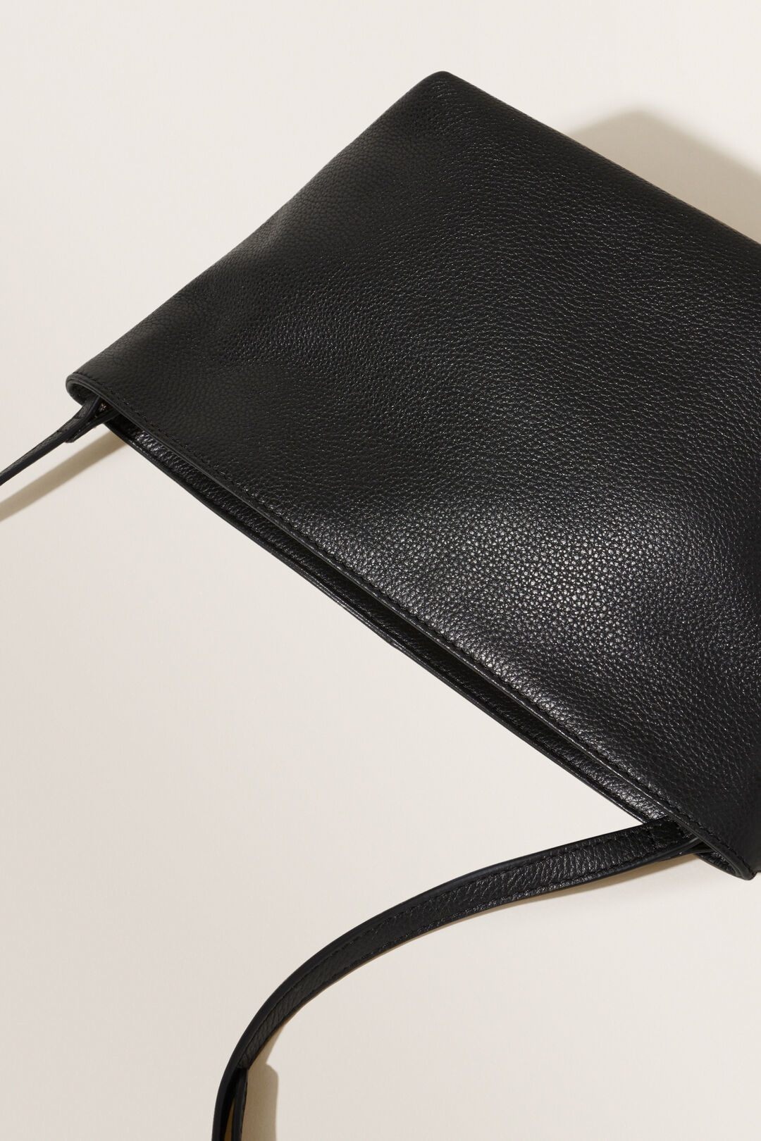 Leather Fold Detail Sling  Black  hi-res