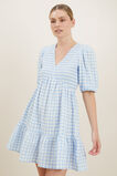 Gingham Shirred Mini Dress  Clear Sky Gingham  hi-res