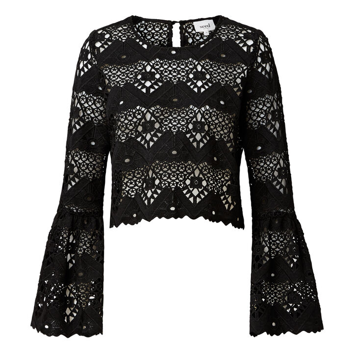 Lace Crop Bell Sleeve Top | Seed Heritage