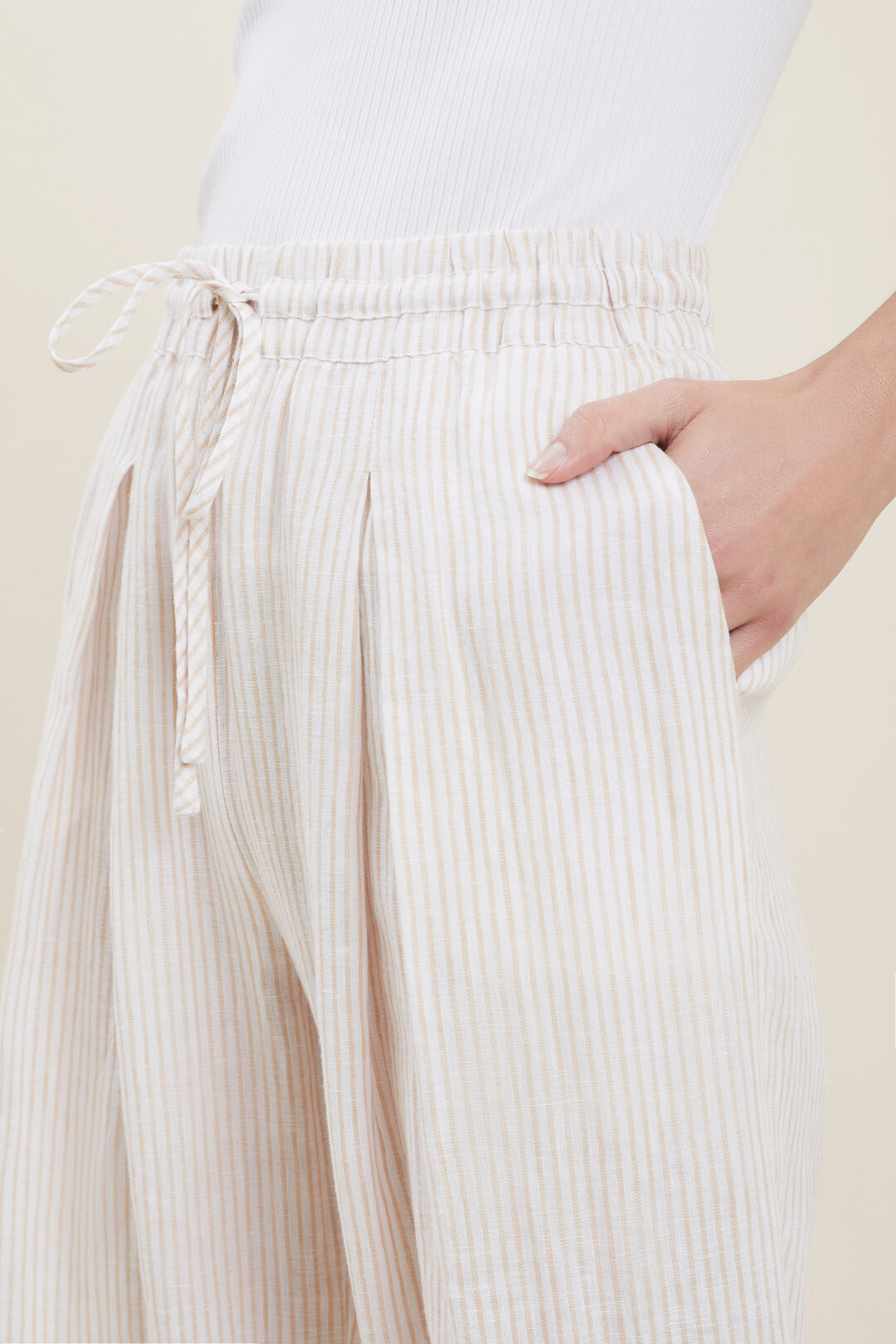 Linen Culottes  Neutral Sand Stripe  hi-res