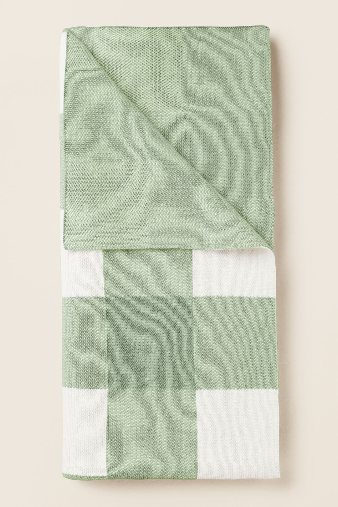 Gingham Knit Blanket  Fern  hi-res