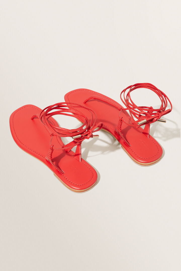 Nova Leather Tie Up Sandal  Chilli Red  hi-res