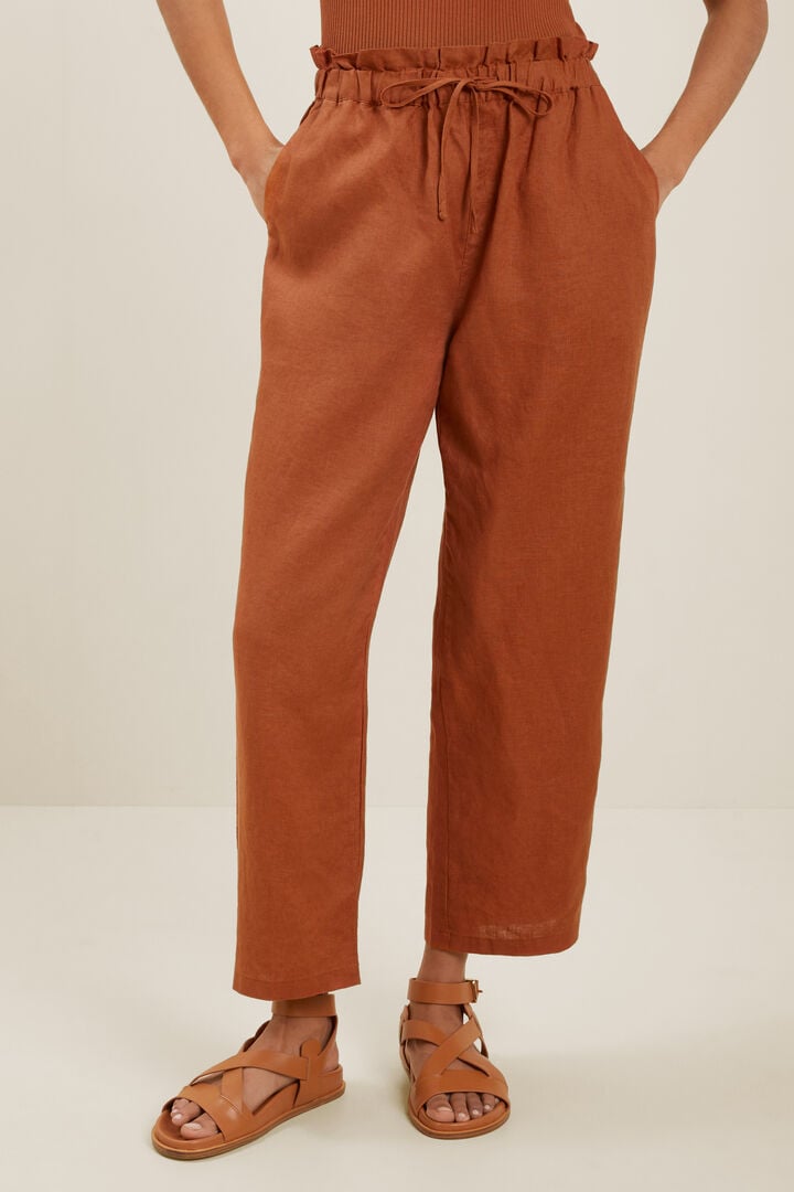 Core Linen Tie Up Pant  Earth Red  hi-res