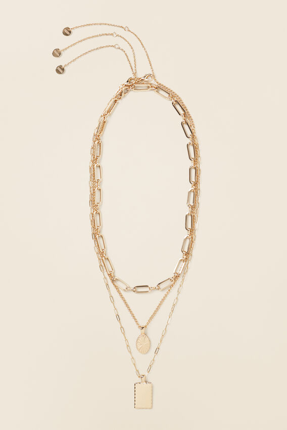Layered Chain Necklace  Gold  hi-res