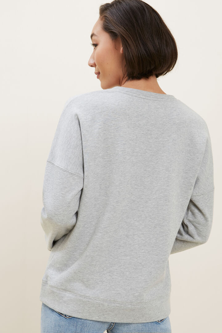 Clean V Neck Sweater  Dim Grey Marle  hi-res