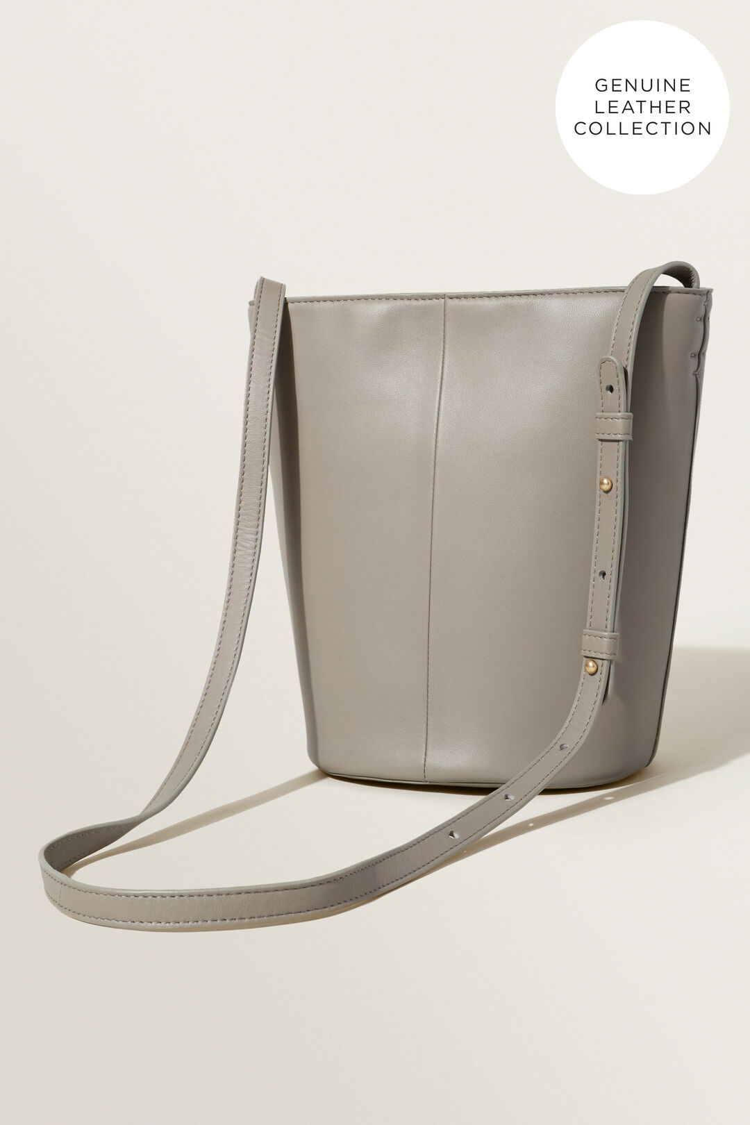 Leather Bucket Bag  Grey  hi-res