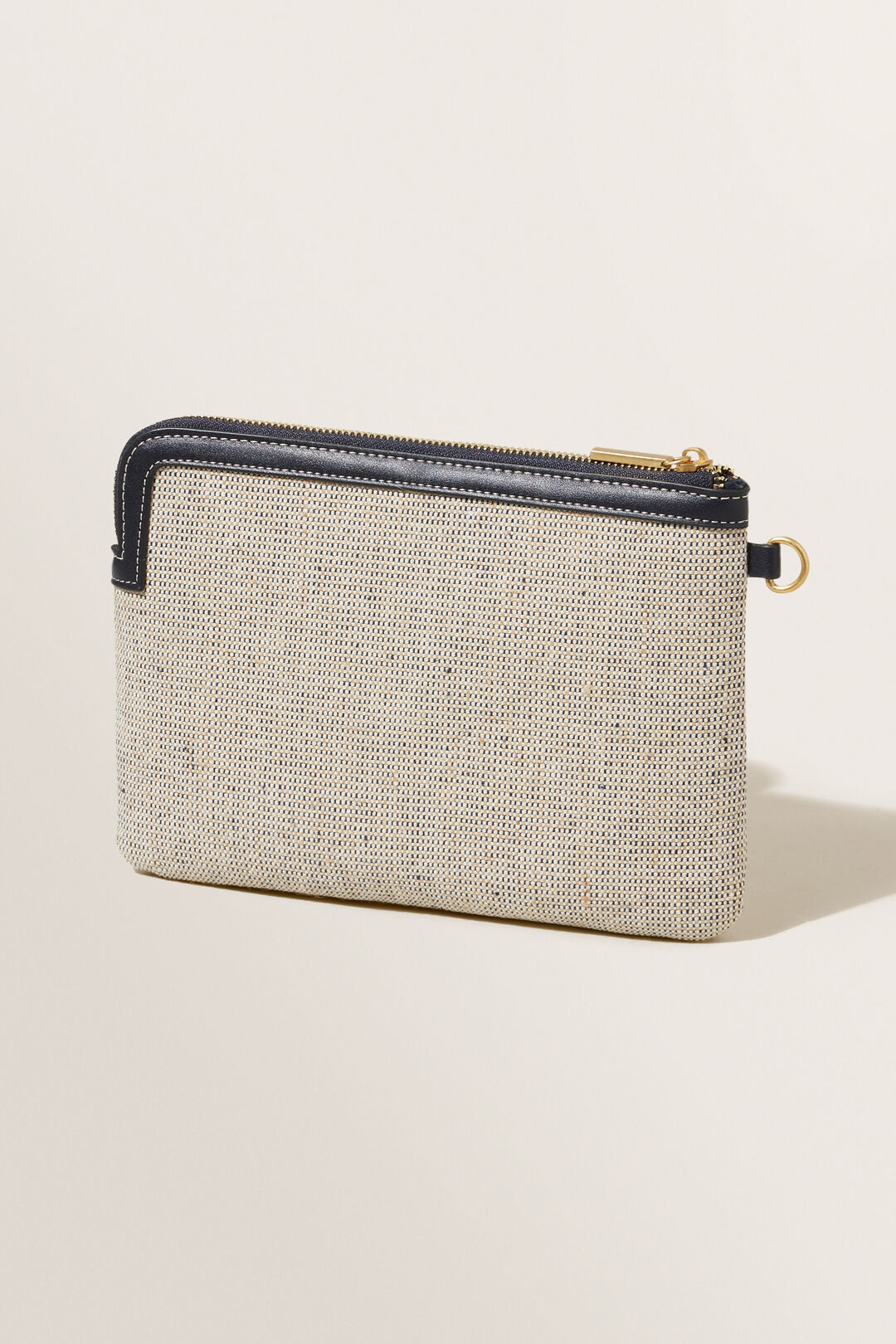 Textured Fabric Pouch  Deep Navy  hi-res