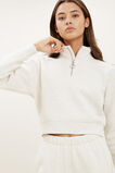 Zip Cropped Sweater  Oat Marle  hi-res