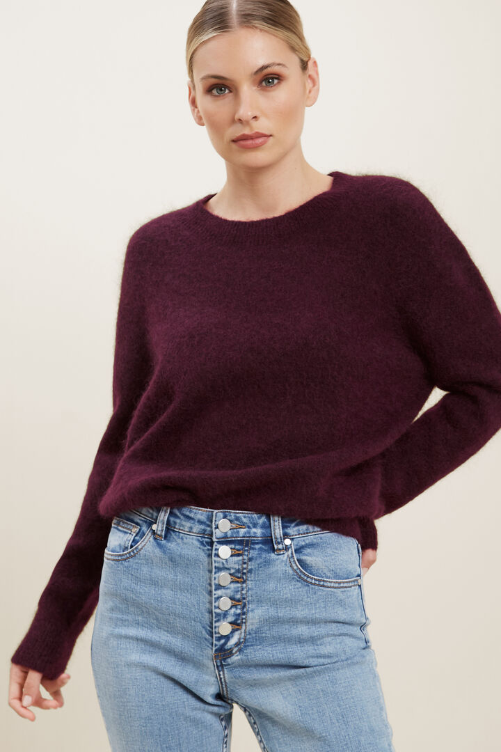 Mohair Crew Neck Sweater  Ruby Plum Marle  hi-res