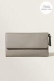 Leather Fold Over Wallet  Grey  hi-res