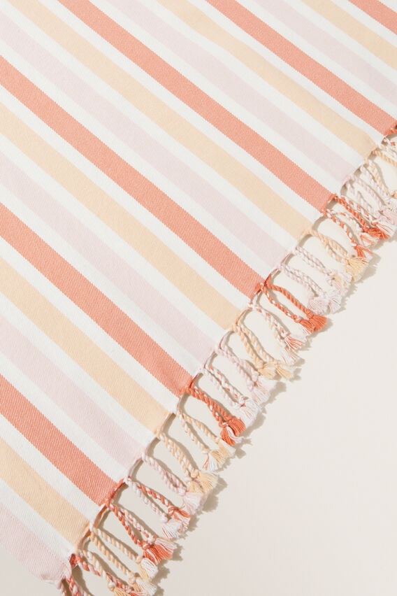 Stripe Cotton Tassel Poncho  Multi  hi-res
