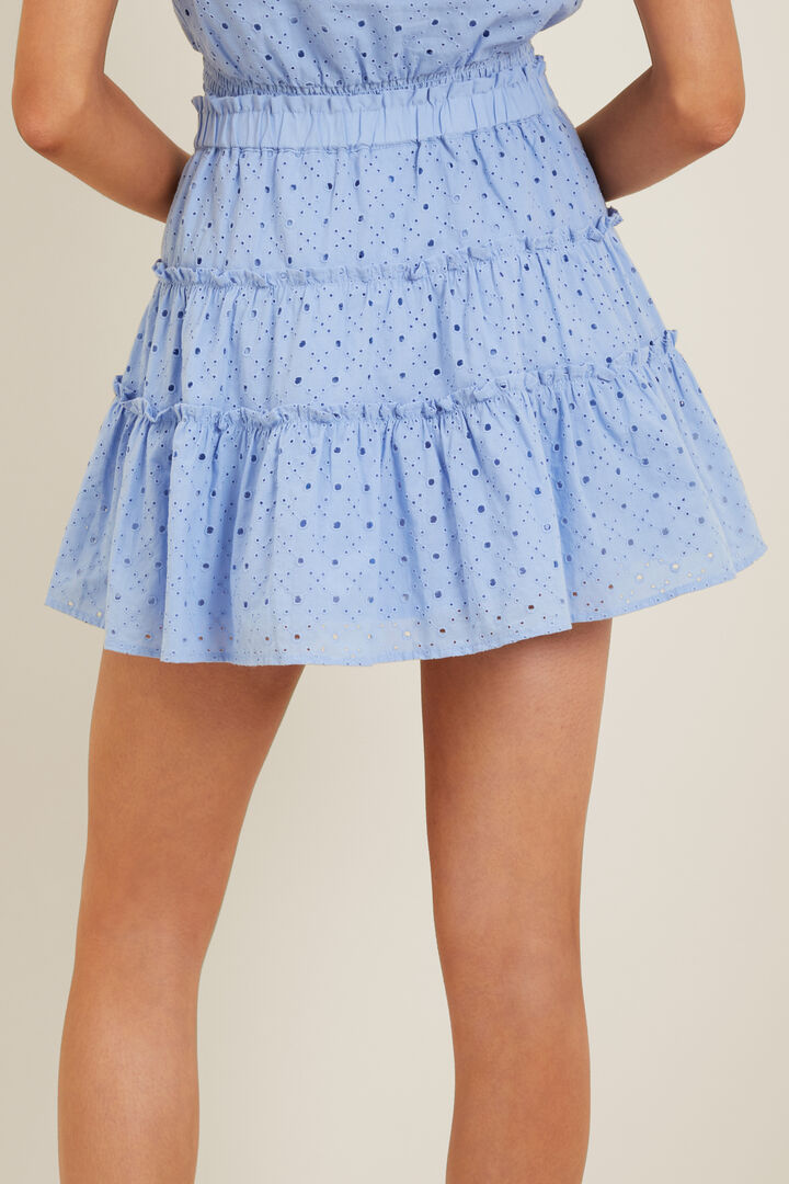 Cotton Broderie Skirt  Cornflower Blue  hi-res