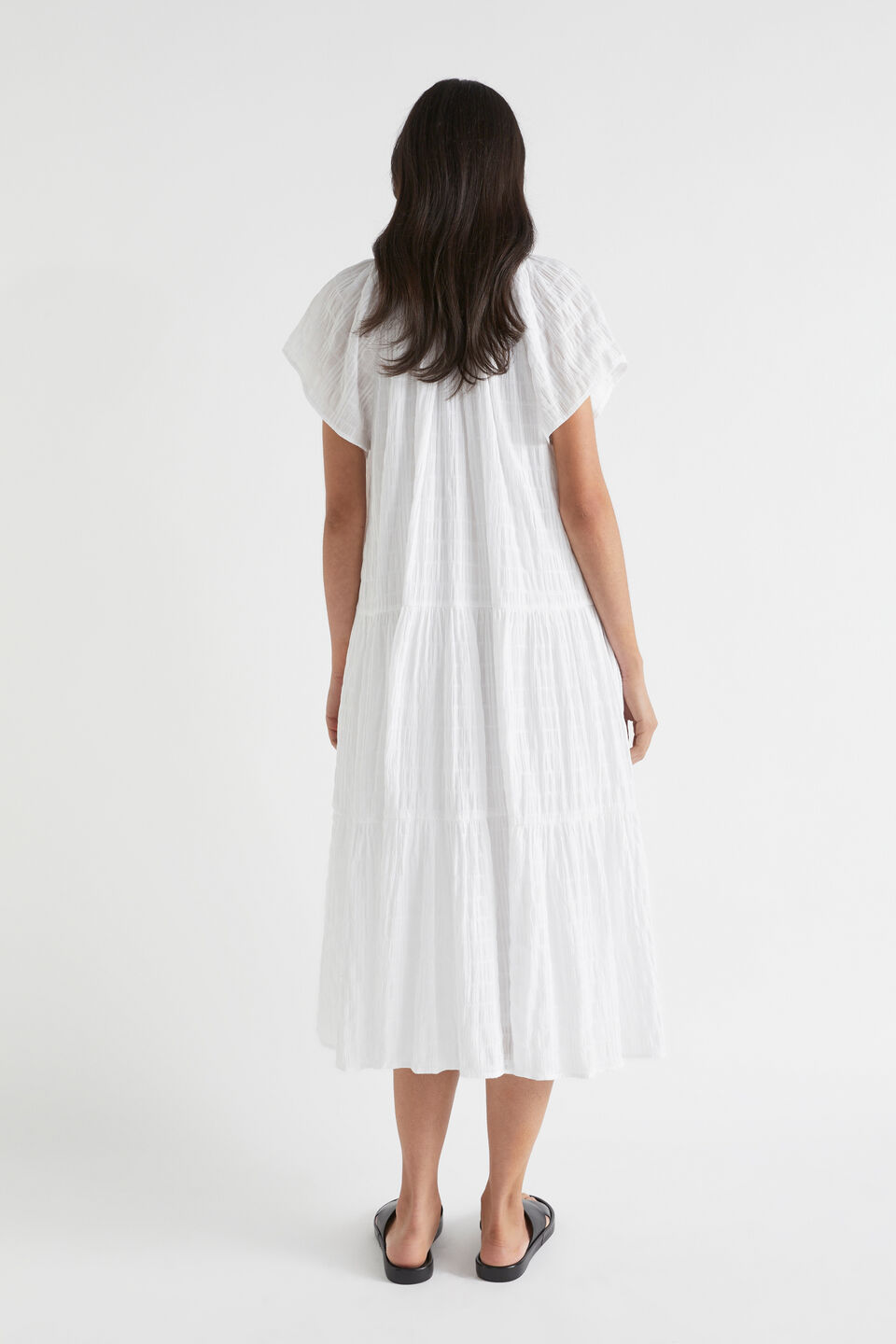 Textured Relaxed Midi Dress  Whisper White