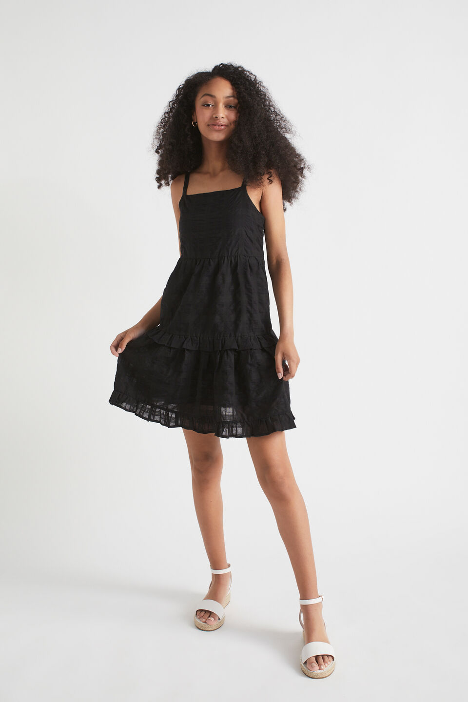 Textured Mini Dress  Black