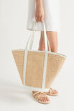Caged Rattan Tote  White  hi-res