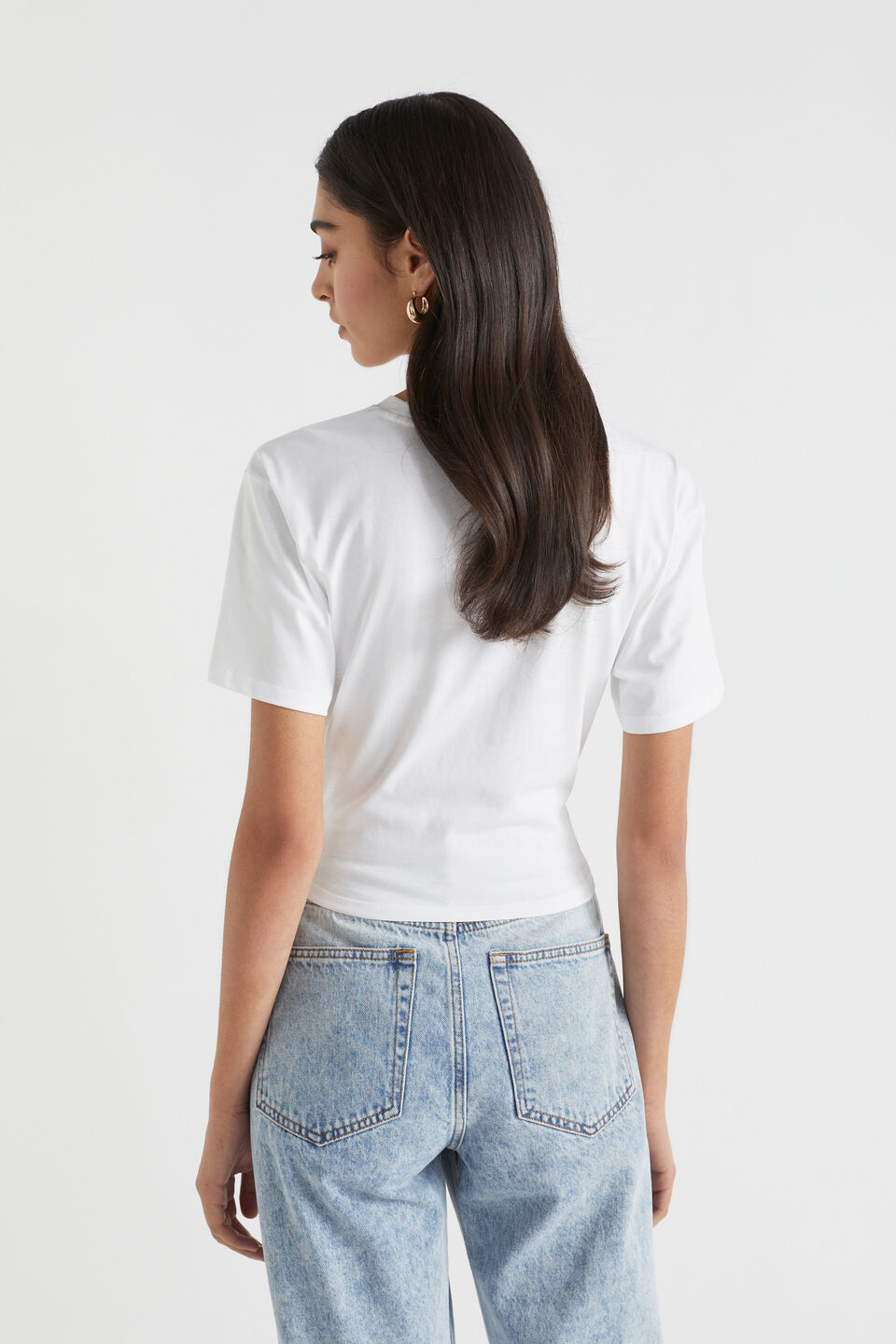 Twist Front Cut Out Tee  Whisper White