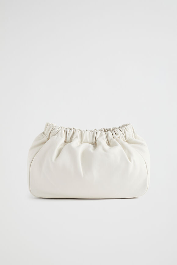 Rouched Leather Clutch  Bone  hi-res
