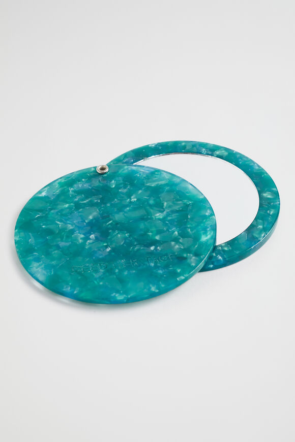 Resin Compact Mirror  Deep Teal  hi-res