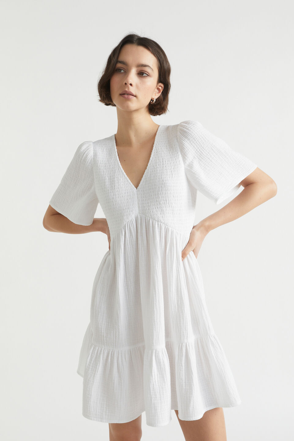 Cheesecloth Shirred Mini Dress | Seed Heritage