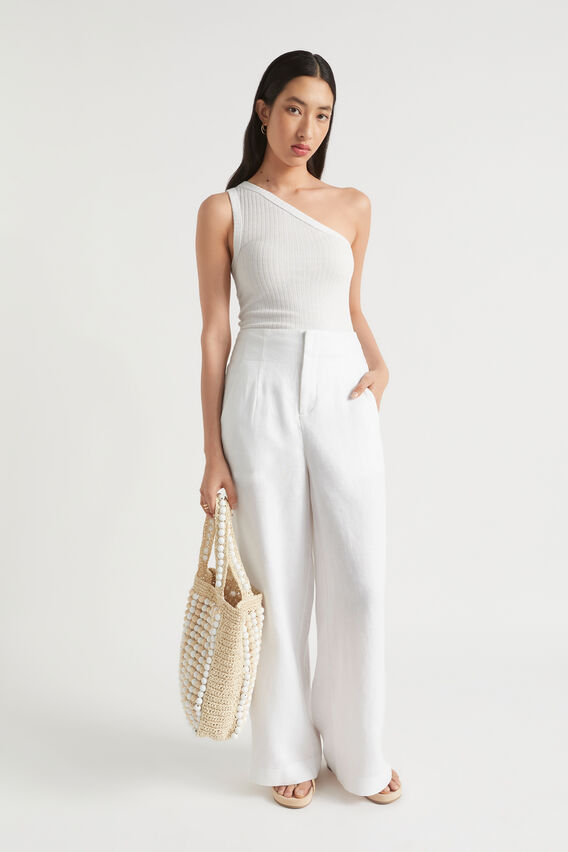 One Shoulder Rib Top  Whisper White  hi-res