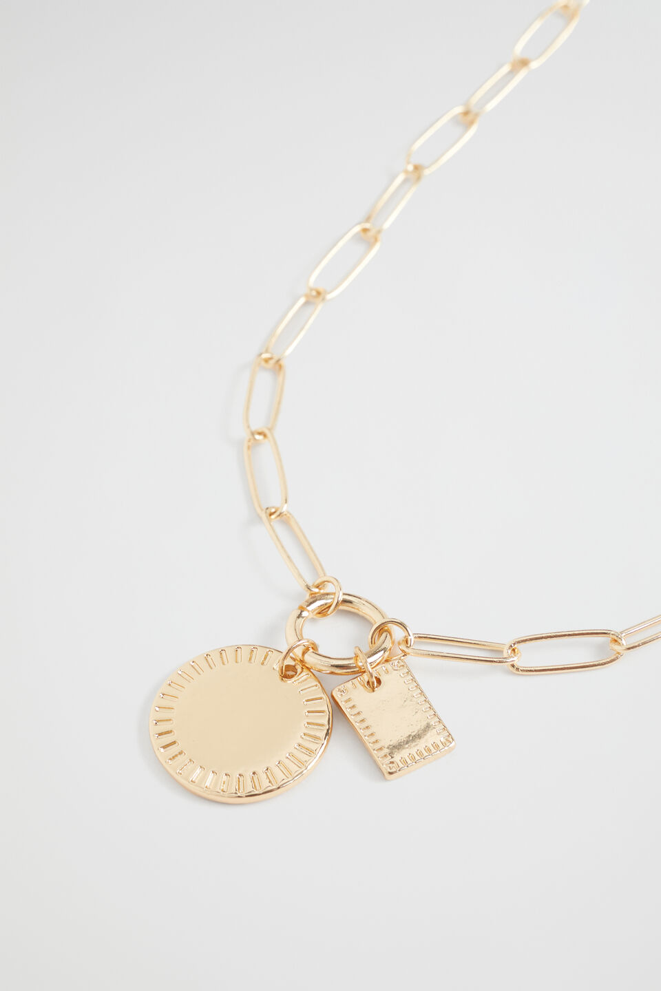 Chain Link Disc Necklace  Gold