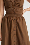 Poplin Button Front Midi Skirt  Pecan Brown  hi-res