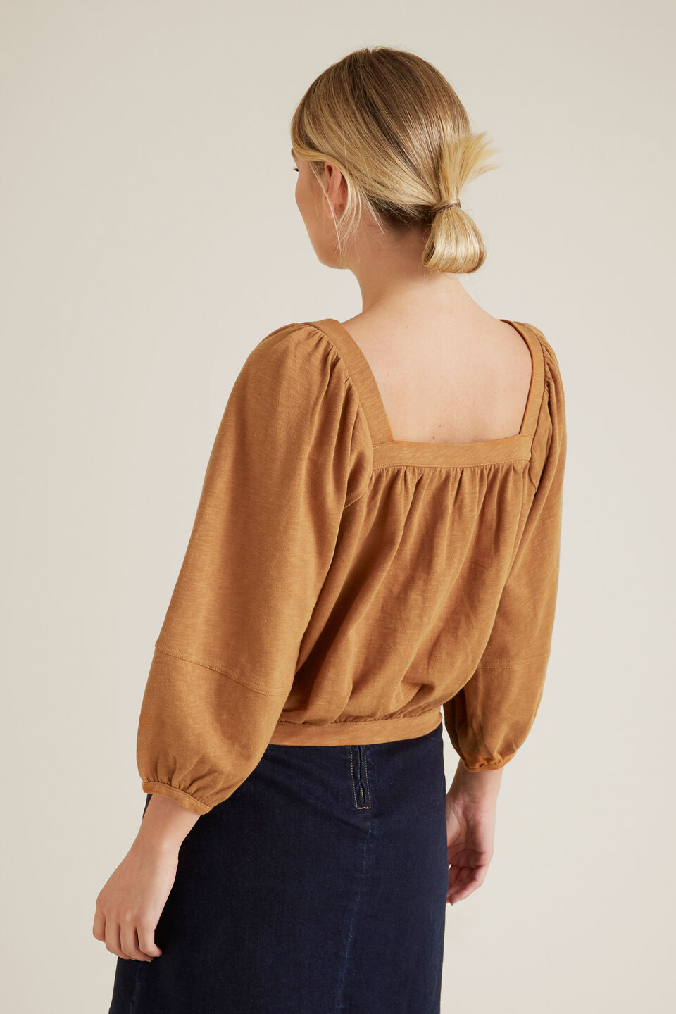 Square Neck Blouson Top  Spice