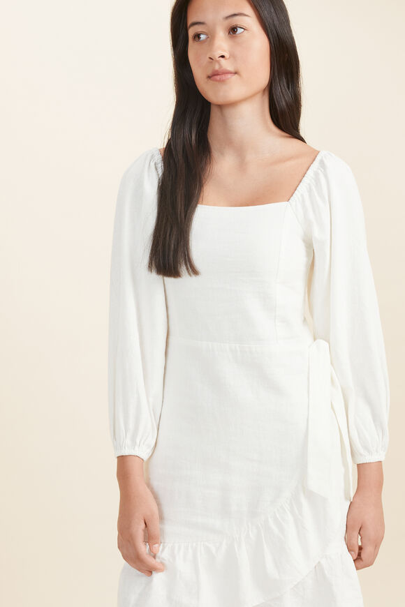 Wrap Frill Dress  Cream  hi-res