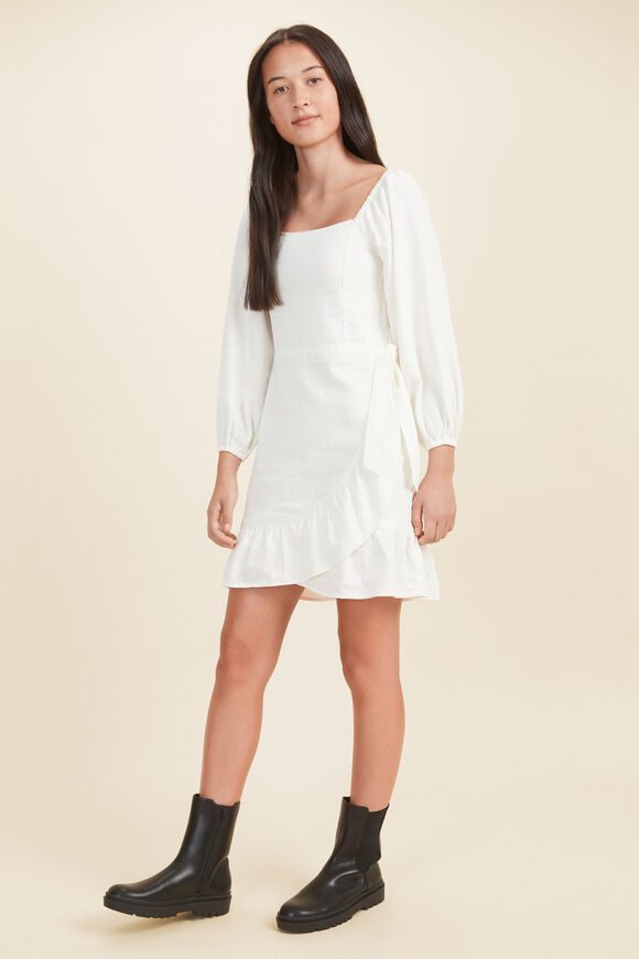 Wrap Frill Dress  Cream  hi-res
