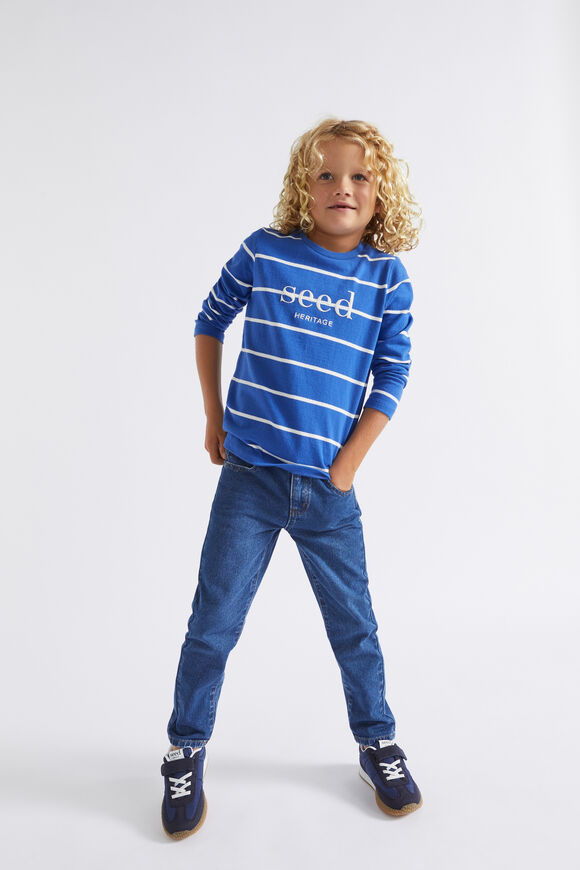 Core Logo Rugby Tee   True Cobalt Stripe  hi-res